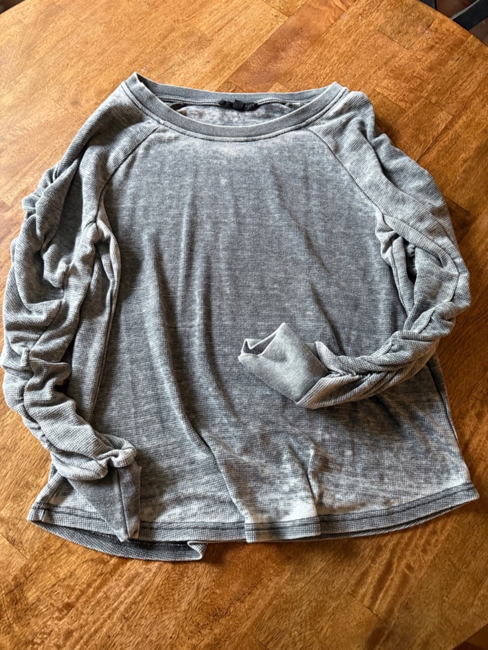 Jane and Delancey Heather Gray Long Sleeve Waffle Top